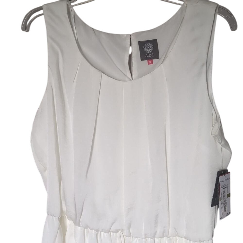 Vince Camuto NWT‎ Women's Antique White Polyester Size 14 Sleeveless Dress
